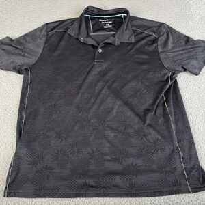 Tommy Bahama Polo Shirt Mens Large Black Island Zone Upside Down Pineapple Knit